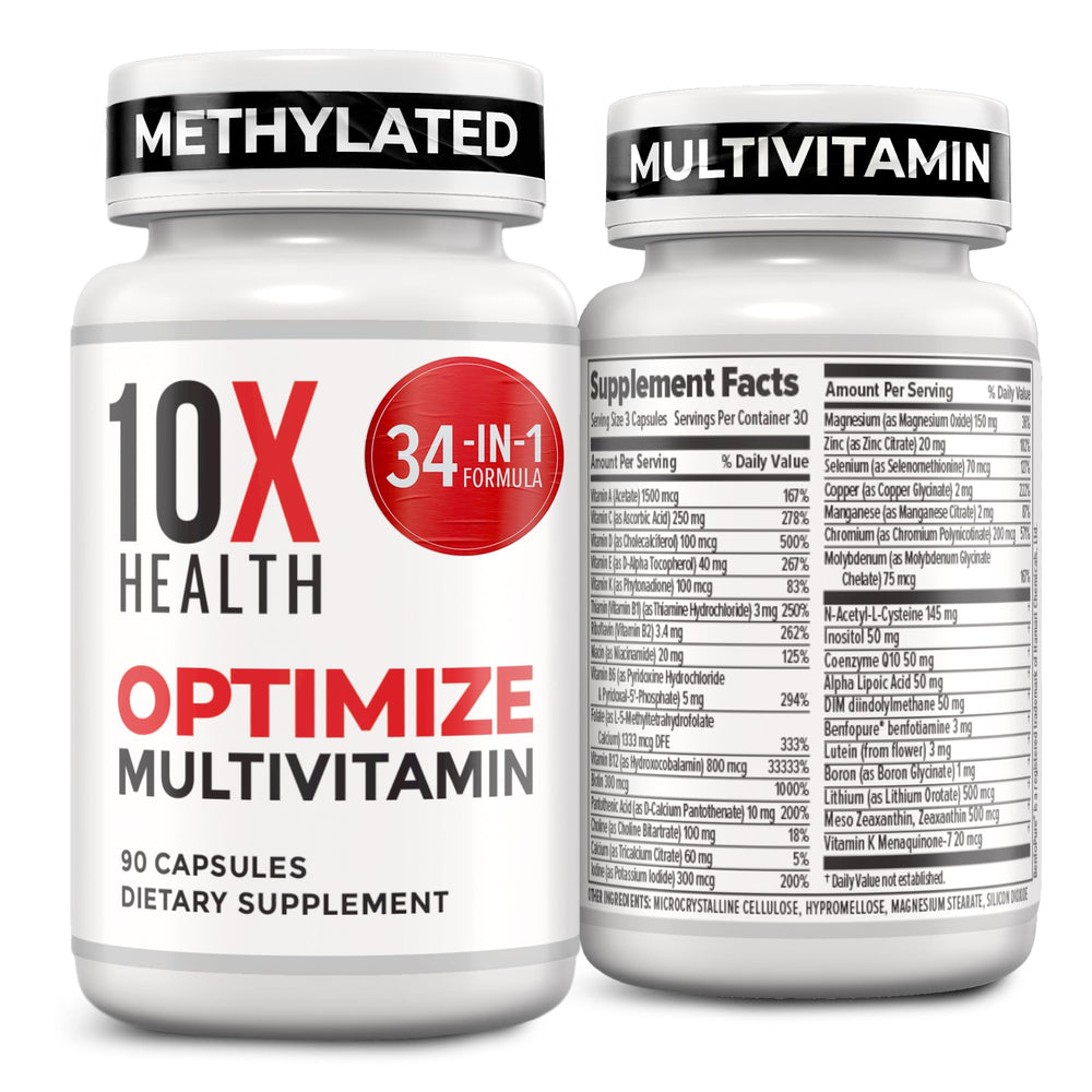 10X Health frontal del envase mostrando el nombre y beneficio diario