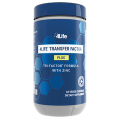 4Life Transfer Factor Plus con zinc, cápsulas en botella, apoyo al sistema inmunitario diario.