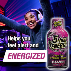 5-hour ENERGY detalle de etiqueta con ingredientes y beneficios visibles