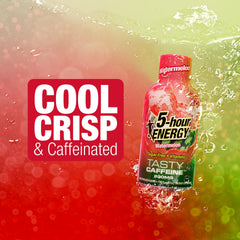 5-hour ENERGY detalle de textura del líquido resaltando sabor refrescante sandía