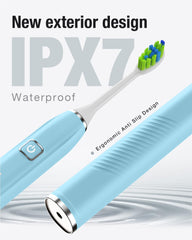 7AM2M cepillo en uso por adulto y niño para rutina bucal familiar