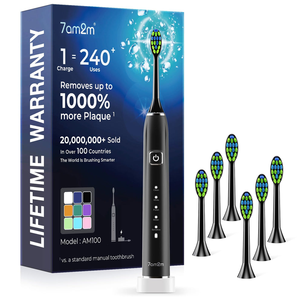 7AM2M vista frontal del cepillo en negro con diseño ergonómico y control fácil