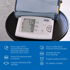 A&D Medical pantalla LCD con números grandes que facilitan la lectura