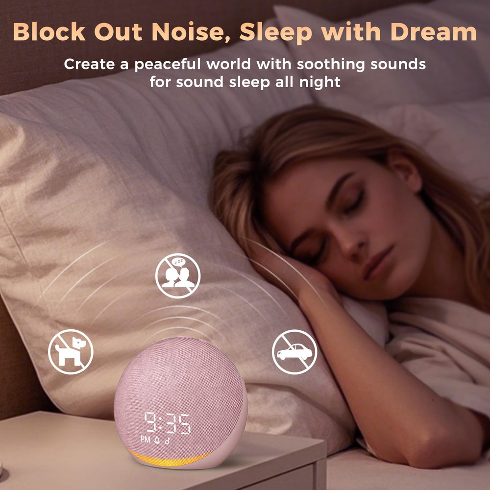 Acedeck pink sound machine alarm clock offering 25 sleep sounds
