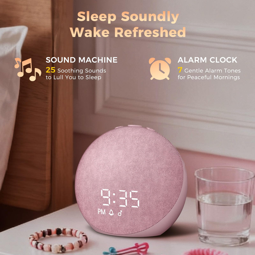 Acedeck pink sound machine alarm clock display dimmer for comfortable nights