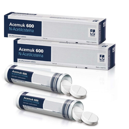 Acemuk NAC 600 mg, comprimidos para el apoyo diario de la salud celular.