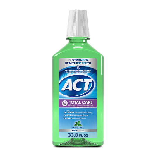 ACT enjuague frontal del envase mostrando diseño y tamaño