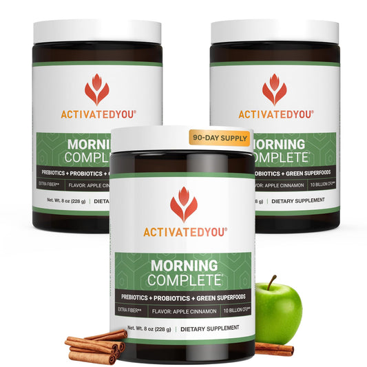 ActivatedYou Morning Complete packaging front shows a convenient 3-pack for daily wellness.