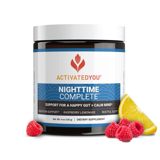 ACTIVATEDYOU Nighttime Complete: bote polvo que ayuda a la relajación y digestión suave.