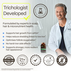 Advanced Trichology etiqueta con información nutricional clara y garantías de calidad