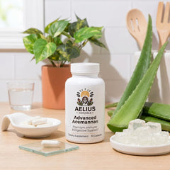 Aelius Naturals suplemento integrado en rutina matinal junto a vaso