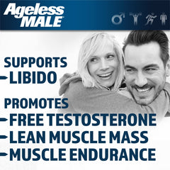 Ageless Male envase abierto con tabletas listas para dosis diaria segura
