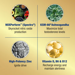 Ageless Male etiqueta ampliada con ingredientes clave visibles