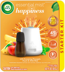 Air Wick difusor frontal mostrando diseño portátil y beneficio de uso versátil