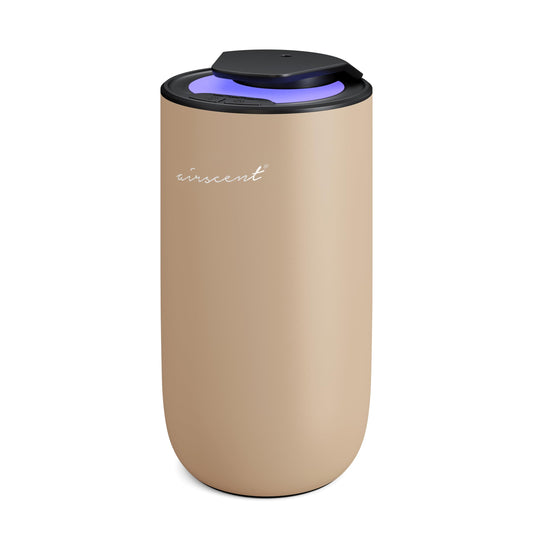 Air-Scent AirScent Mini Difusor sin agua, acabado dorado, luz nocturna para ambientes elegantes.