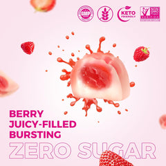 AiVital gominola mordida revelando relleno berry, sabor real y jugoso