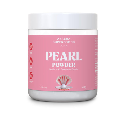 Akasha Superfoods polvo de perla en tarro para belleza y bienestar diario