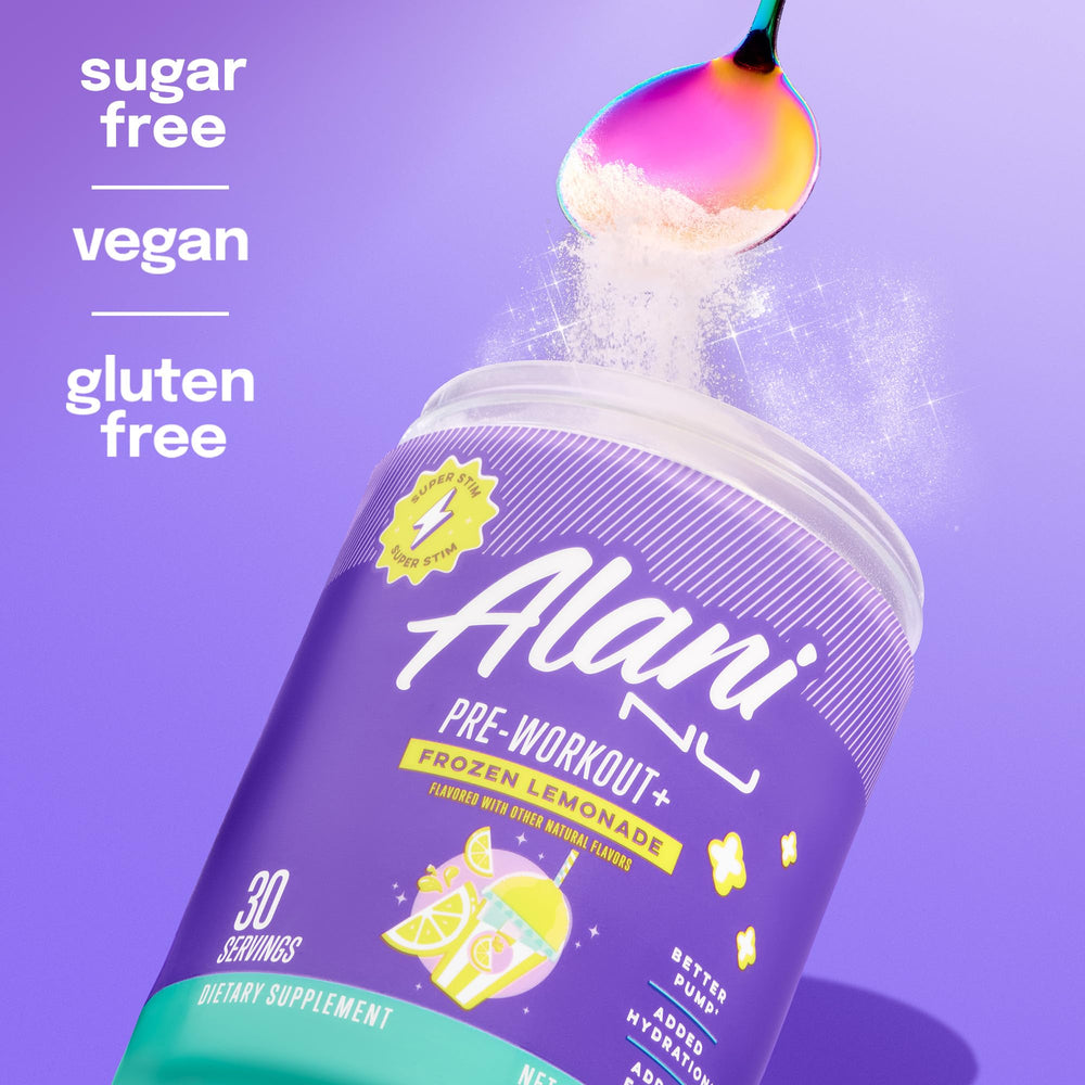 Escena lifestyle con Alani Nu Frozen Lemonade evocando sabor refrescante