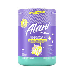 Alani Nu frasco Frozen Lemonade al frente con diseño y beneficio refrescante