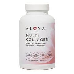 Alaya Naturals envase frontal de 120 cápsulas mostrando marca y diseño