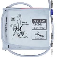 Alcarefam manguito frontal mostrando ajuste y velcro para mediciones precisas