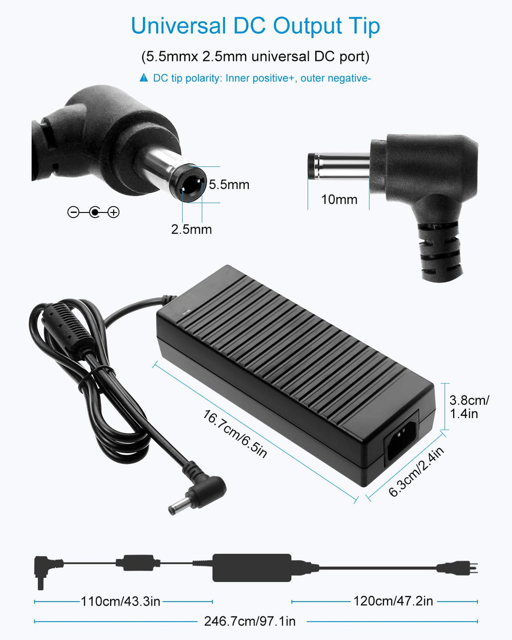 ALITOVE etiqueta con especificaciones 24V 5A para identificar uso seguro