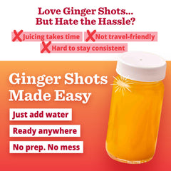 All About Juicing stick packs guardados en mochila mostrando portabilidad