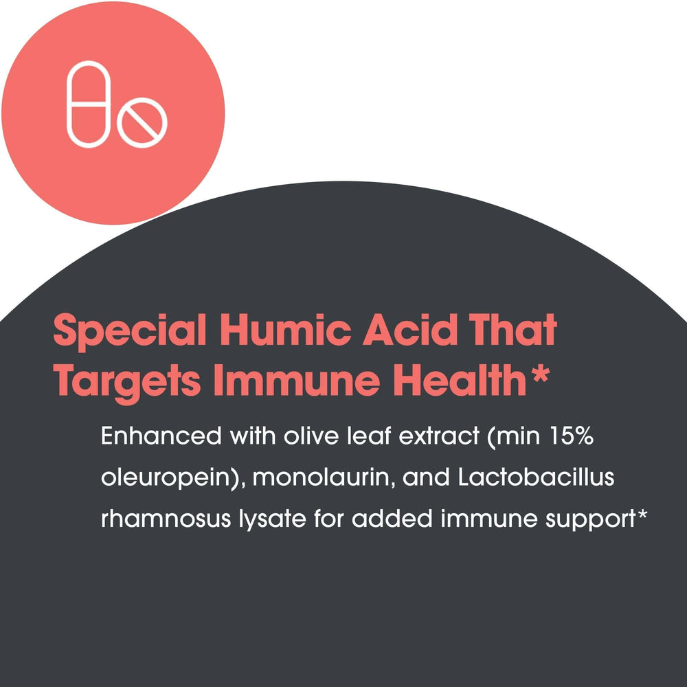 Allergy Research Group Humic-Monolaurin Complex bottle emphasizing immune support.