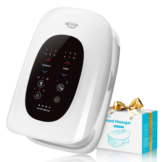 ALLJOY vista frontal del masajeador mostrando ajuste cómodo y control táctil