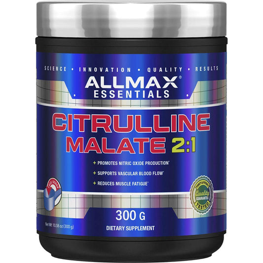 ALLMAX Citrulline Malate envase 300 g, soporte para resistencia muscular durante entrenamientos intensos