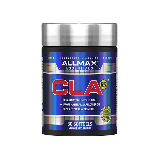 ALLMAX CLA: botella de cápsulas blandas en estante para apoyar tu bienestar diario.
