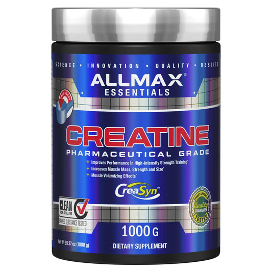 ALLMAX Creatina Monohidrato en envase 1000 g para dosis diarias.