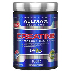 ALLMAX envase frontal mostrando creatina pura y sin sabor para rendimiento