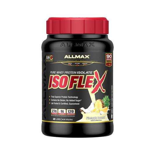 AllMax ISOFLEX en bote, proteína aislada de alta pureza para tu día a día.