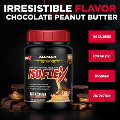 ALLMAX ingredientes chocolate y mantequilla de cacahuete destacando sabor natural