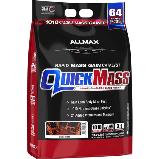 ALLMAX QuickMass Chocolate, lata de 10 lb, apoyo para ganancia de masa muscular