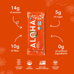 ALOHA barrita en mano para comparar escala, ideal como snack portátil y saciante