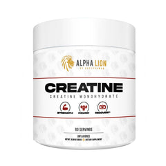 ALPHA LION envase frontal claro mostrando 60 servicios y beneficio de dosificación