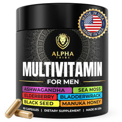 Alpha Tribe frasco delantero mostrando diseño y propósito del multivitamínico