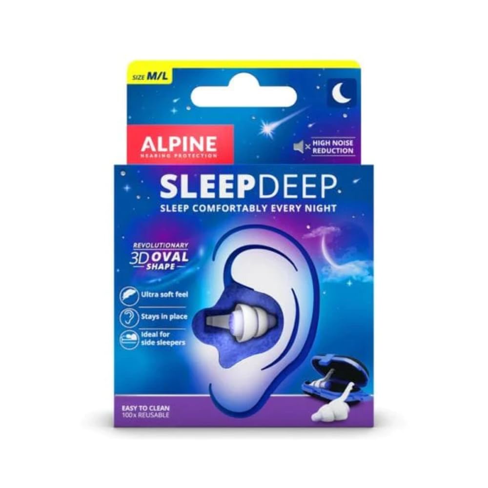 Alpine SleepDeep vista frontal del empaque mostrando diseño y tallas, cómodo al instante