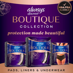 Always Discreet mujer activa usando liners para confianza diaria
