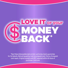 Always Discreet etiqueta OdorLock resaltando neutralización continua de olores