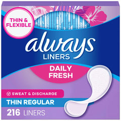 Always empaque frontal mostrando 216 unidades y beneficio conveniencia