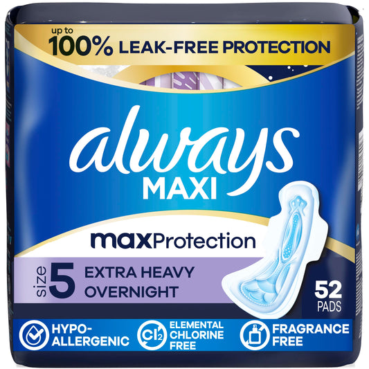 Always paquete frontal talla 5 mostrando 52 unidades y protección nocturna