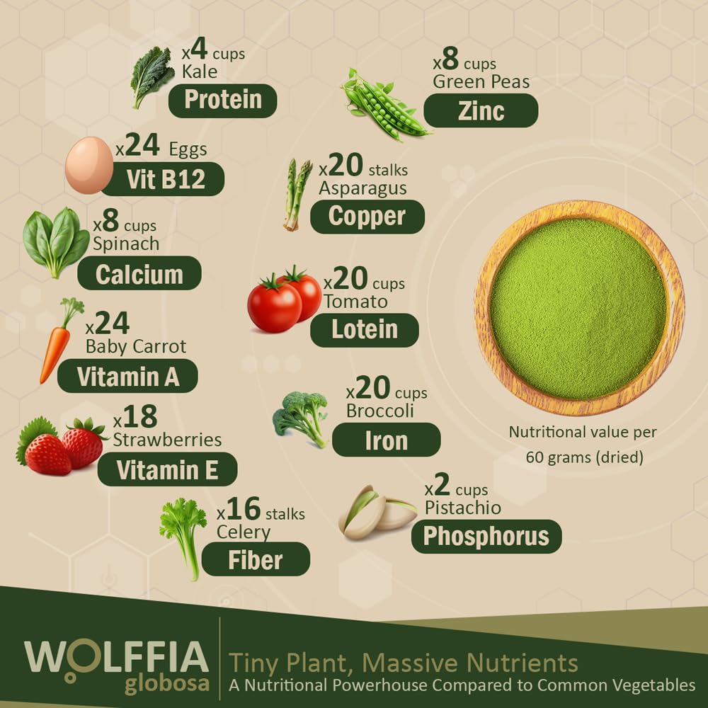 AMA GROW textura cercana de Wolffia deshidratada, útil para mezcla rápida