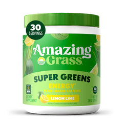 Amazing Grass envase frontal Lemon Lime mostrando sello orgánico y beneficios