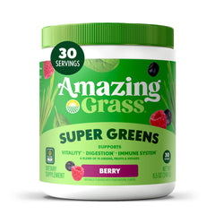 Amazing Grass frasco frontal mostrando etiqueta y tamaño conveniente