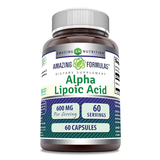Amazing Nutrition Amazing Formulas Alpha Lipoic Acid 600 mg bottle front for everyday wellness