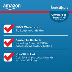 Amazon Basic Care imagen de los tres tamaños surtido práctico para botiquín