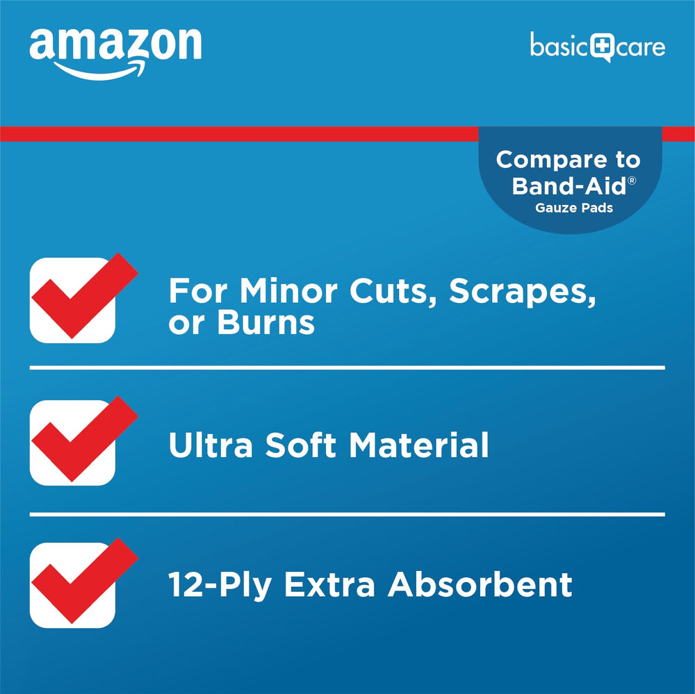 Amazon Basic Care gasa en uso limpiando un corte, absorción rápida y manejo sencillo